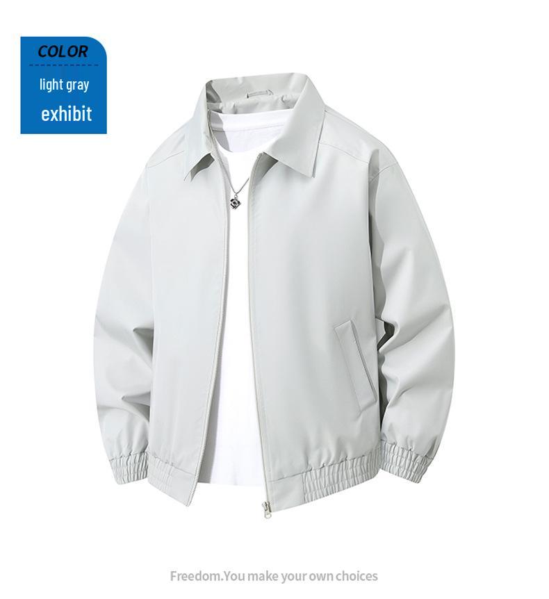 2025 Men's Trendy Lapel Windbreaker: High-End Spring/Autumn Loose Fit Jacket