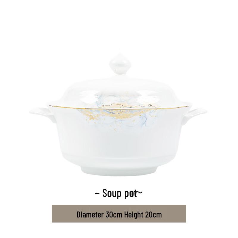 Коллекция китайской керамической посуды с золотой каймой Soup Pot