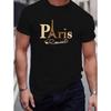 European Sizes A Easy Paris Print Summer Romantic T-Shirt for Outdoor Casual Fashion, Perfect for Men'S Streetwear