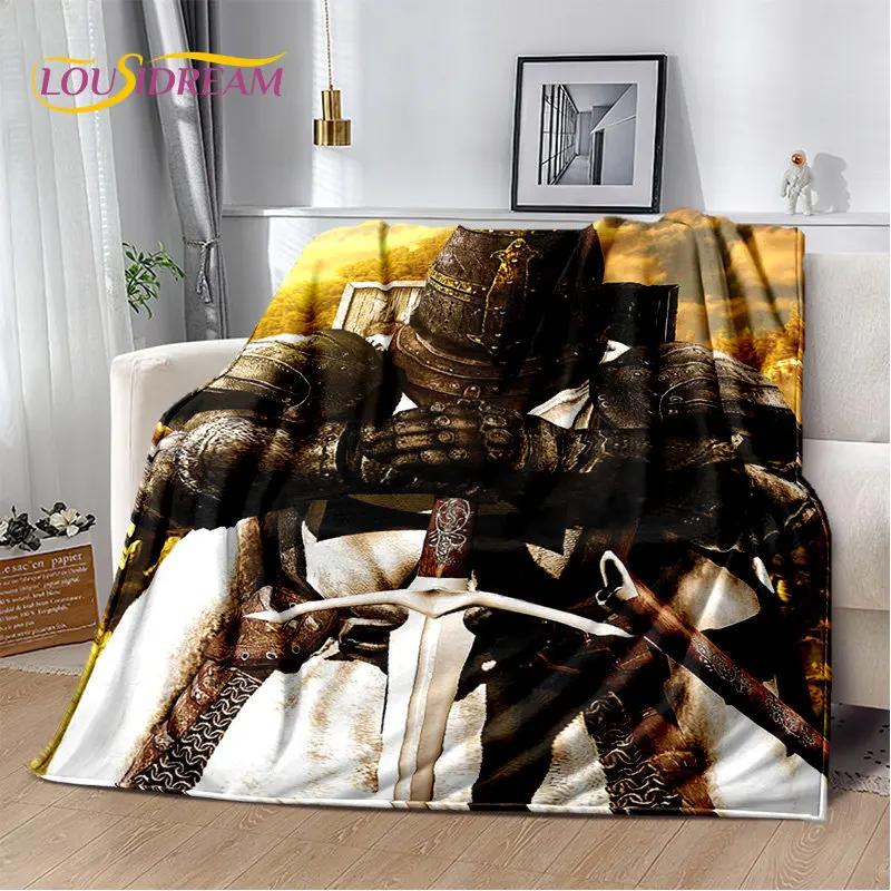 Cavalier Knight Templar Crusaders Game Měkká plyšová deka, flanelová deka Hodící deka do obývacího pokoje Ložnice Postel Sofa Piknik