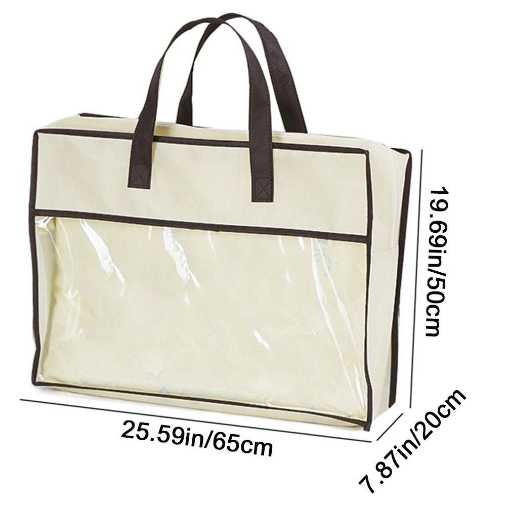 Non-Woven Fabric Clear Clothes Storage Bag Dustproof Blanket Bedding Handbag  Wardrobe
