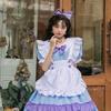 Plus-Size Maid Outfit with Super Cute Big Bow Lolita Dress, Pink and Blue Cute Dress for Women