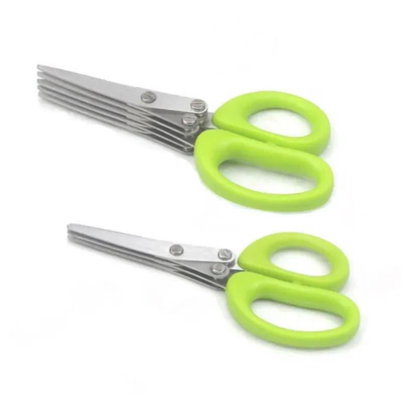 Tesoura de Cozinha Multicamadas Aço Inoxidável Cortador de Vegetais Cebolinha Ervas Algas Temperos Ferramenta de Cozinha Cortar Acessórios de Cozinha