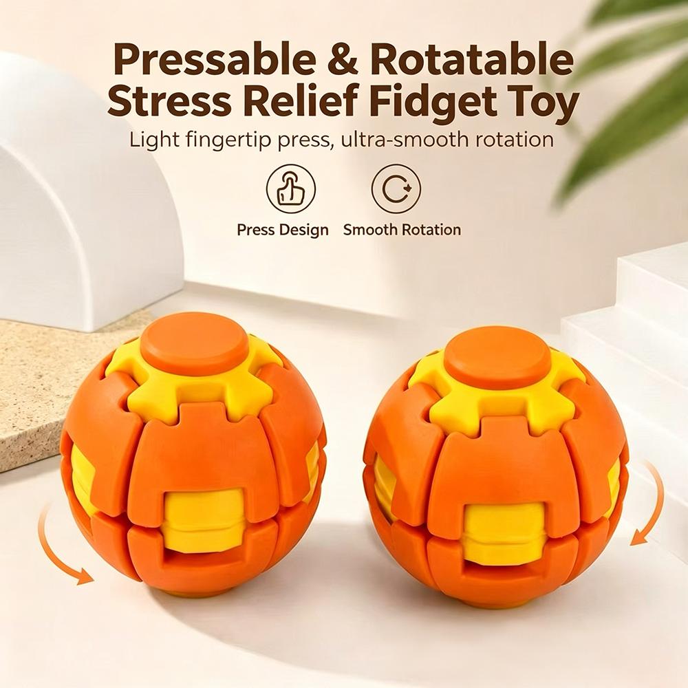 Multicolor Pressable Rotating Decompression Fidget Ball, Smooth Spinner Toy, Handheld Focus Gadget To Release Pressure & Calm