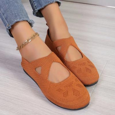 Kadınlar için Elastik Örgü Babet Ayakkabılar Yazlık Nefes Alabilen Yumuşak Loafer'lar Kadın Hafif Giymesi Kolay Günlük Ayakkabılar Anne Makosenleri