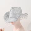New Men's and Women's Western Cowboy Hats, Big Brim, Fashionable Rhinestones, Fringed Peach Heart Design, Bridal Top Hat, Birthday.