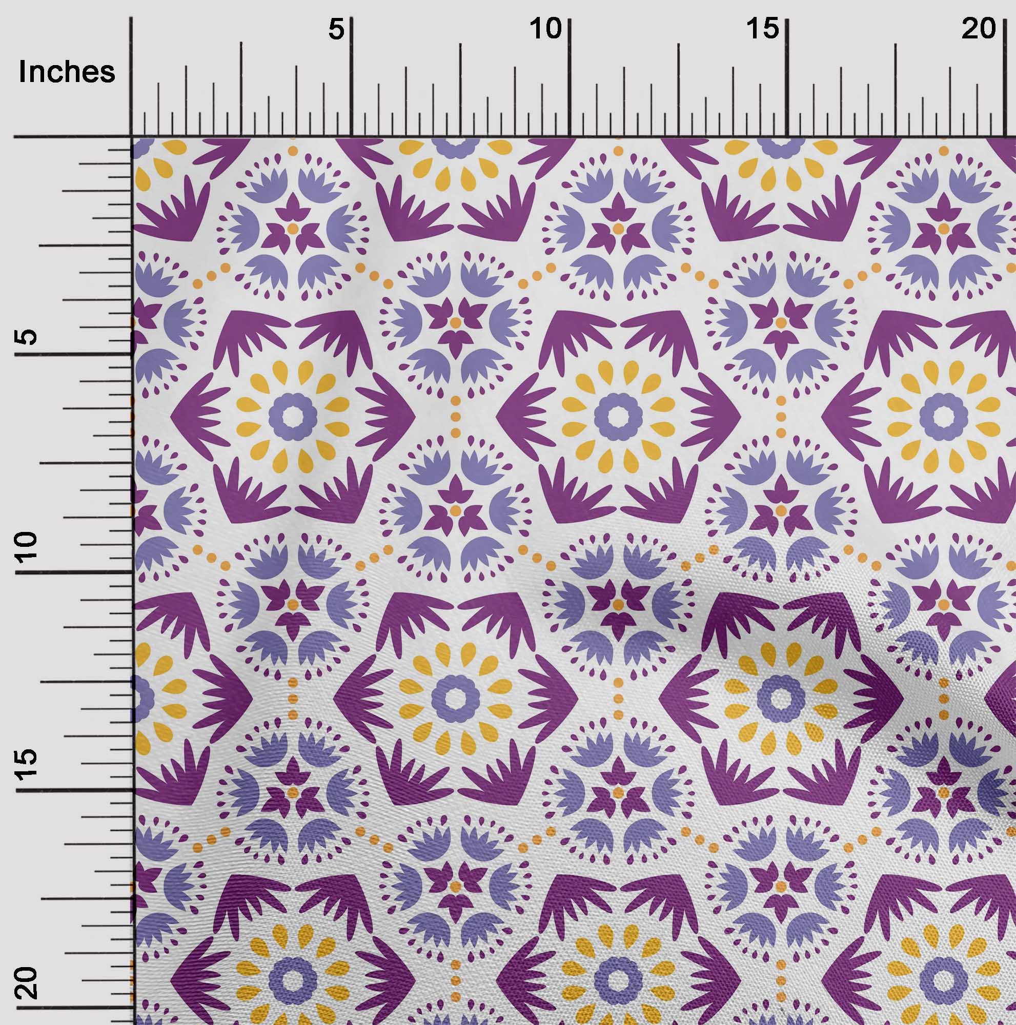 

oneOone Cotton Flex Dark Mustard Fabric Artistic Flower & Shapes Geometric Dress Material Fabric Print Fabric By The Yard 40 Inch 42 Inch Wide - Viscose Chiffon фіолетовий