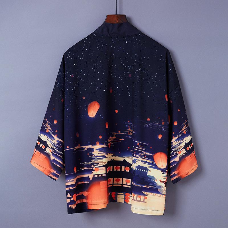Kimono bărbați în stil japonez Haori în stil chinezesc Cardigan Cămăși pentru bărbați de vară largi Dragon Cardigan