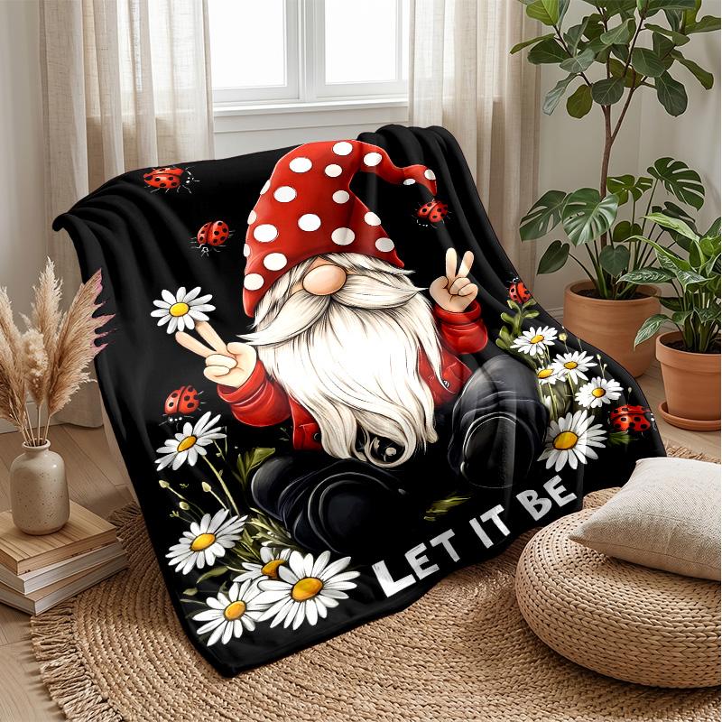 Gnome Driving Flying Truck Theme blanket Lightweight Warm Flannel Blanket Decorative Throw Blanket for Home Decoration