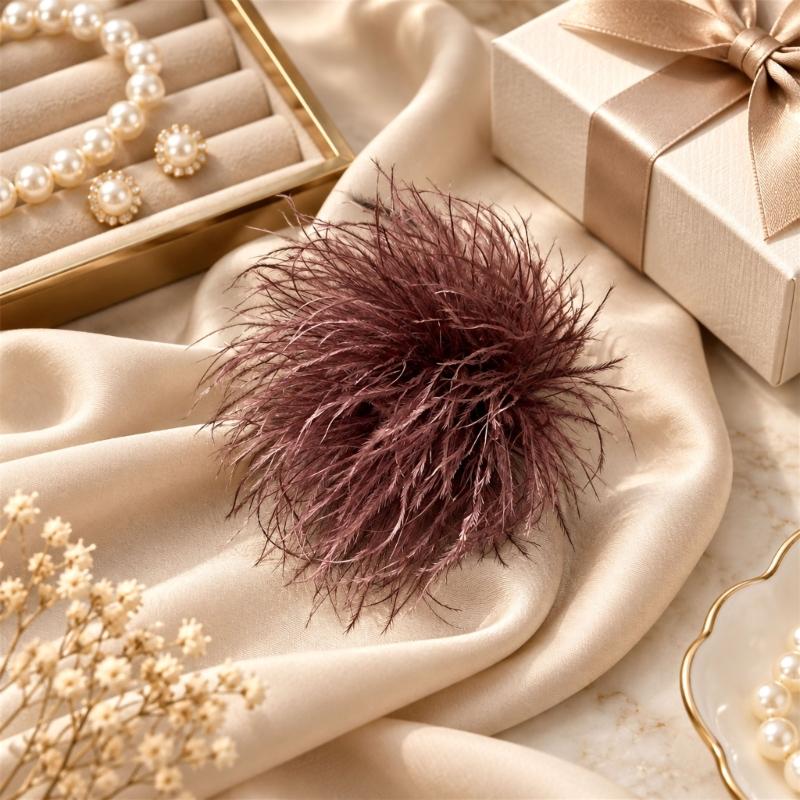 Handcrafted Natural Feather Flower Brooch, Full Radiating Design Badge with Pin Back and Hair Clip for Outfit Styling