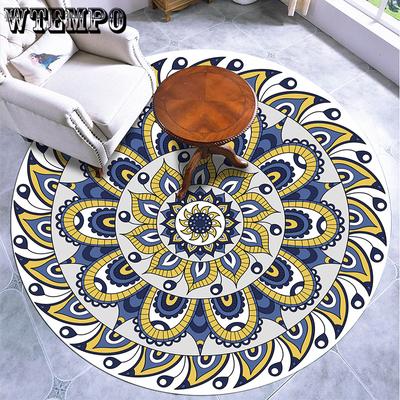 Ethnic Style Circular Carpet Living Room Coffee Table Floor Mat Bedroom Study Circular Computer Chair Mat