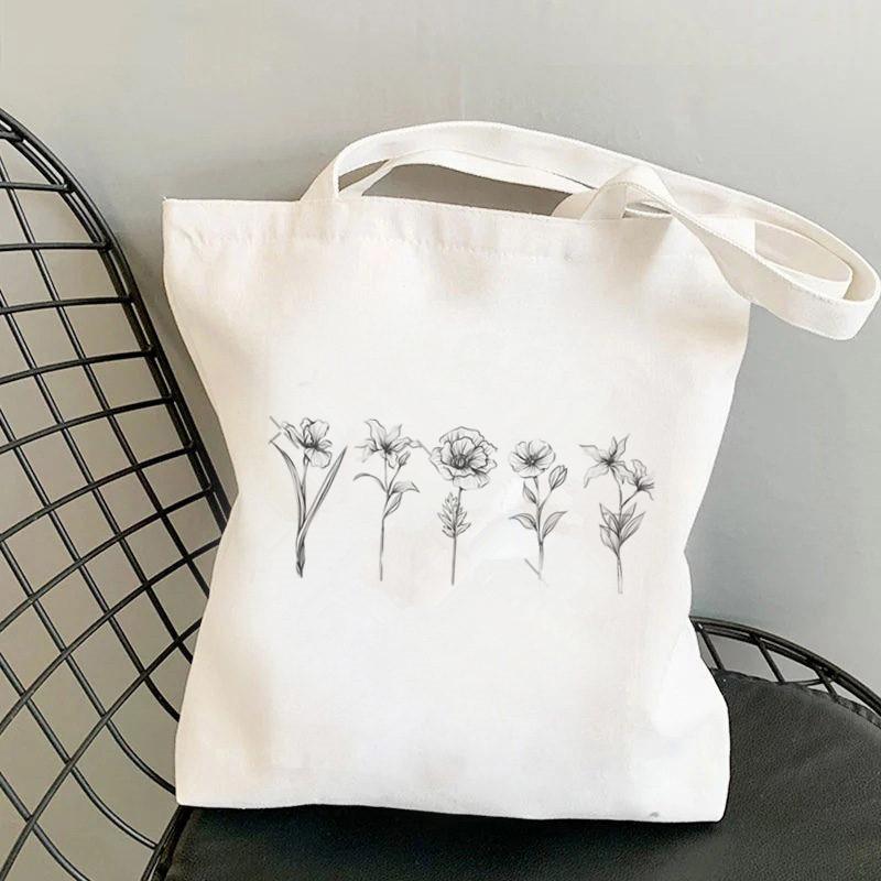 Floral Print Causal Canvas Bag Harajuku Women Shoulder Bags  Female Tote Handbag Large Capacity Shopper Handbag Fashion Handbags