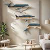 3 Stück Holzfisch Wanddeko Rustikaler Walhai Delfin Strand Küsten Wandkunst Nautische Wandbehang Skulptur für Badezimmer Seehaus Dekor