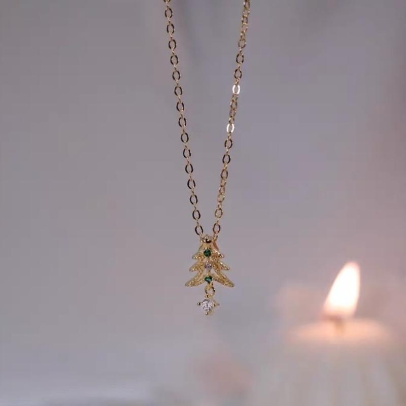 

ANENJERY Рождественская елка с цирконием, кулон, ожерелье для женщин, Рождественский день, цепочка на ключицу, ювелирные изделия, Рождественский подарок, аксессуар