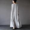 2024 Spring Ethnic-Style Mid-Length Striped Cotton Linen Dress for Women