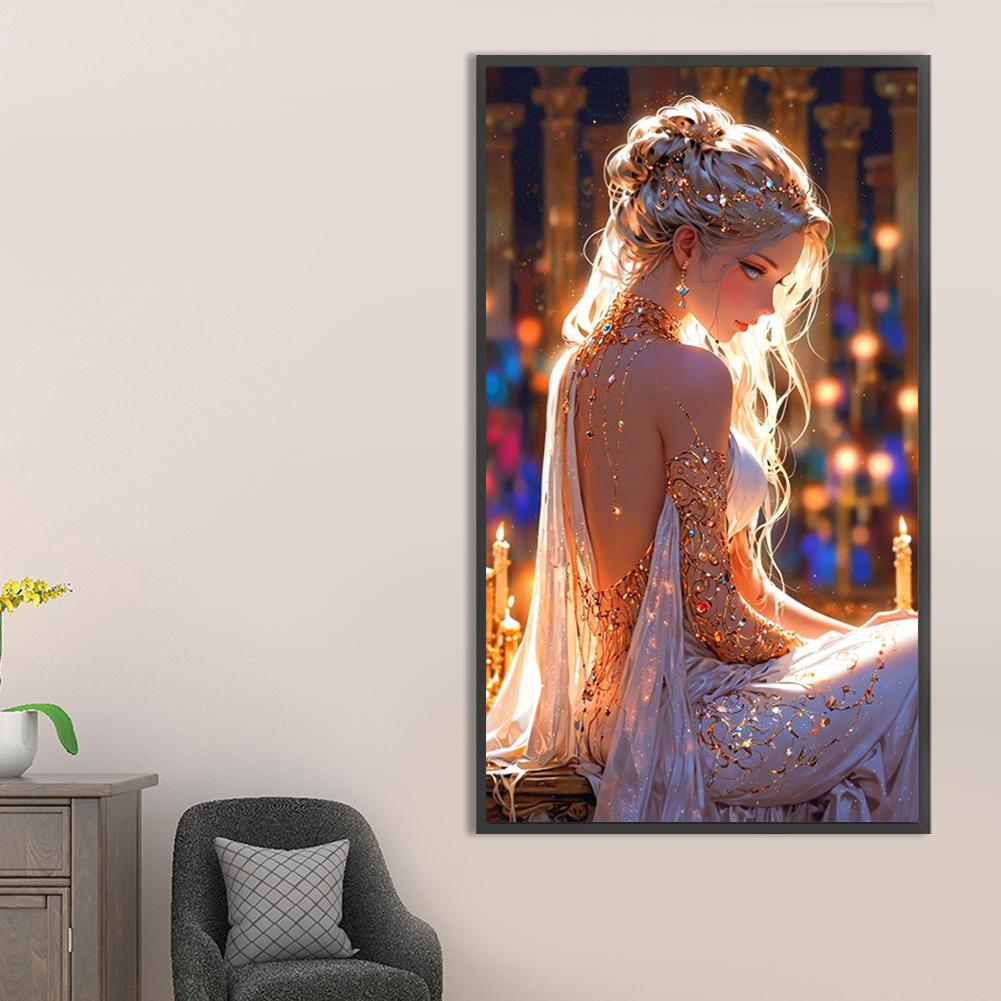 5D DIY Full Round Drill Partial AB Diamond Painting Elegant Girl Kit Art Decor