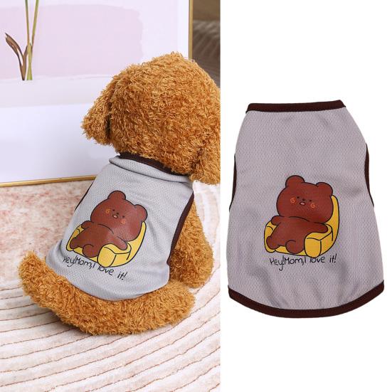 Kamizelka dla zwierząt Wykwintne obszycie Nadruk Miękka kreskówkowa zwierzęca Okrągła szyja Oddychająca siateczkowa sukienka Urocza letnia bluzka dla kota i psa