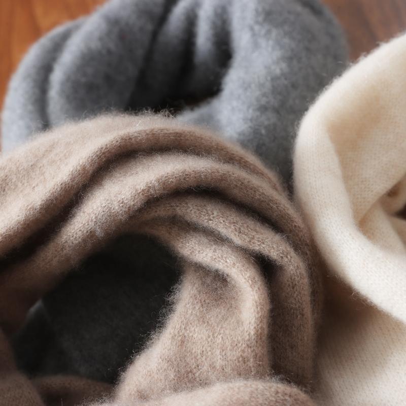 100% Wool Knitted Long Scarf For Women Winter Autumn Soft Warm Solid Luxury Cashmere Shawls Neck Protect Scarves Men 170cmx11cm