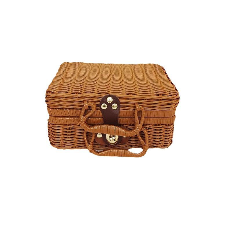 Vintage Rattan Storage & Cosmetics Handbag Gift Basket