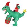 7.87ft Aufblasbarer Weihnachtsmann auf Dinosaurier mit eingebauten LED-Leuchten Aufblasbare Weihnachtsdekorationen für