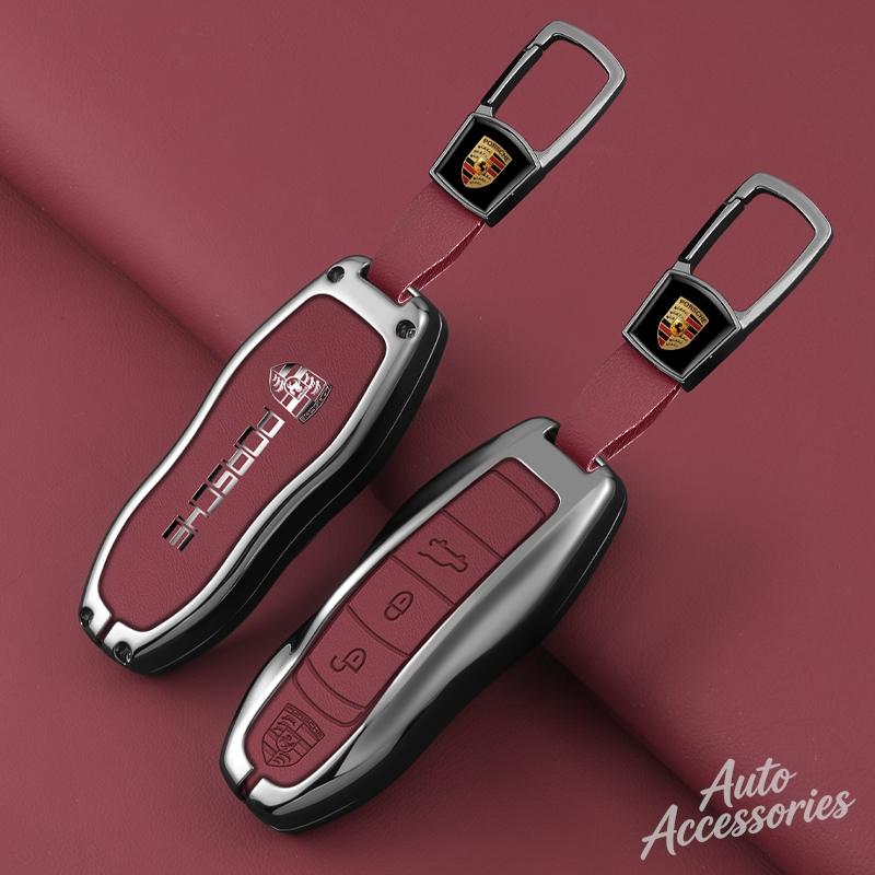 Fashion Car Key Case Cover Shell For Porsche Panamera Spyder Carrera Macan Cayman Cayenne 911 970 981 991 Keychain Fob Accessory QF9
