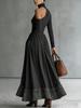 2026 European and American Women's Patchwork Slim High Collar Elegant Long Dress