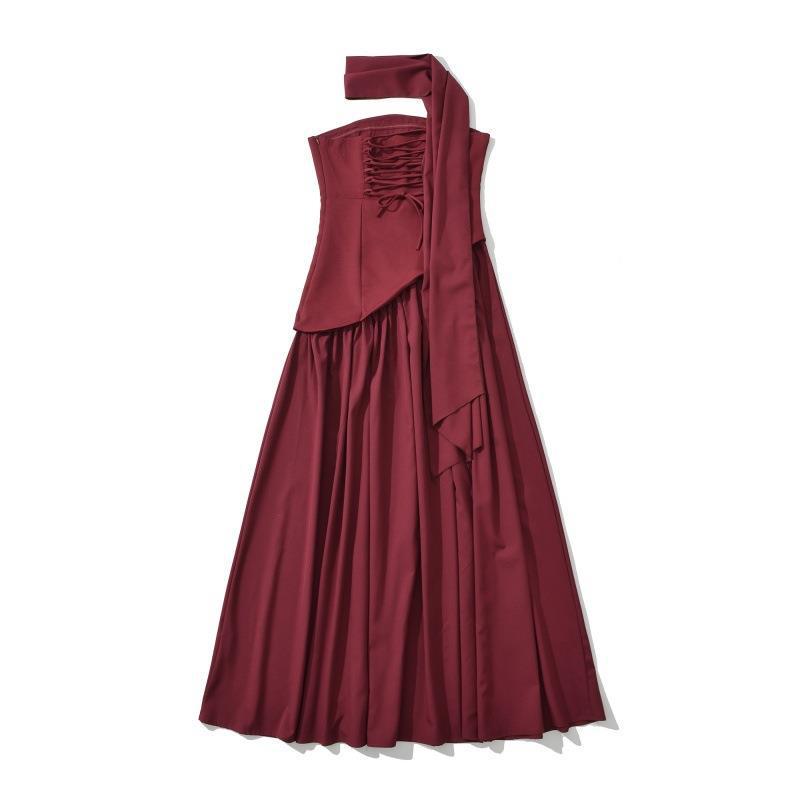Strappy One-Shoulder Waist-Cinching Backless Formal Dress for Women