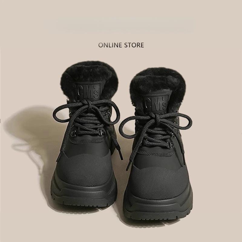 Thick-soled snow boots women's 2025 new winter velvet warm Martin boots small short boots non-slip waterproof cotton shoes