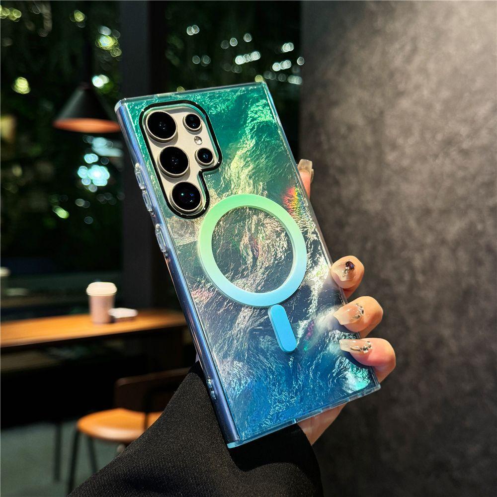 Suitable for Samsung S25 Mobile Phone Case High End Color Gradient S24fe Glacier Pattern Magnetic Suction Case S23plus Anti Fall