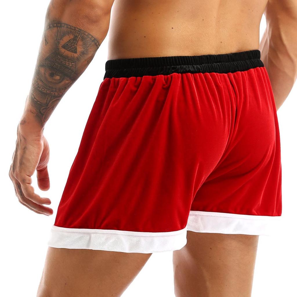 Herren Velours Weihnachts-Weihnachtsmann-Kostüm Feiertags-Cosplay-Slips Boxershorts