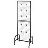3 Packs Grid Wall Panel 600 X 1640mm Wire Display Rack with Wheels & Hooks