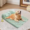 Large Dog Bed Summer Dog Cooling Pad Breathable Ice Silk Cooling Pet Mat Sleeping Sofa Non-Slip Cat Kennel with Memory Foam Pillows