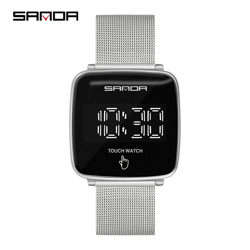 Sanda Touchscreen LED-Uhr mit Doppelschnalle Netzarmband - Modell 8007 für Damen