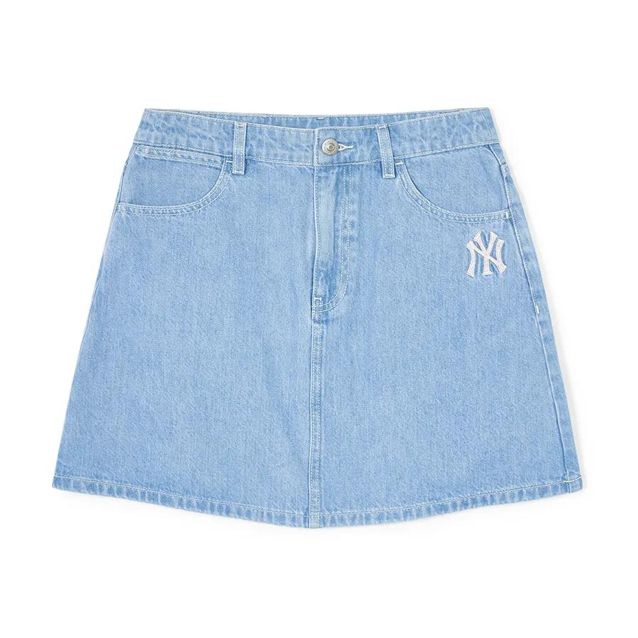 New MLB SS24 New York Yankees Denim Short Skirts Women's Light Blue 3FDSB0343-50BLL