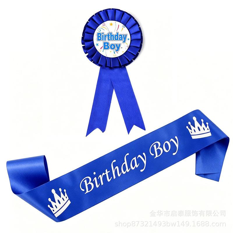 Happy Birthday Sash and Badge for Party Decoration and Costume