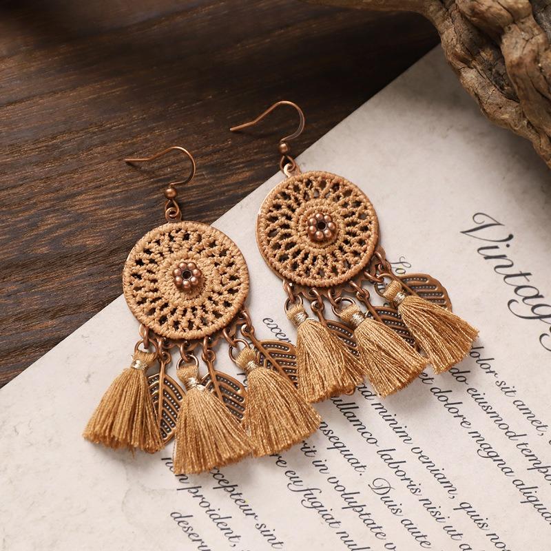 Pendientes bohemios vintage diseño nicho pendientes largos con flecos pendientes de vacaciones mujeres