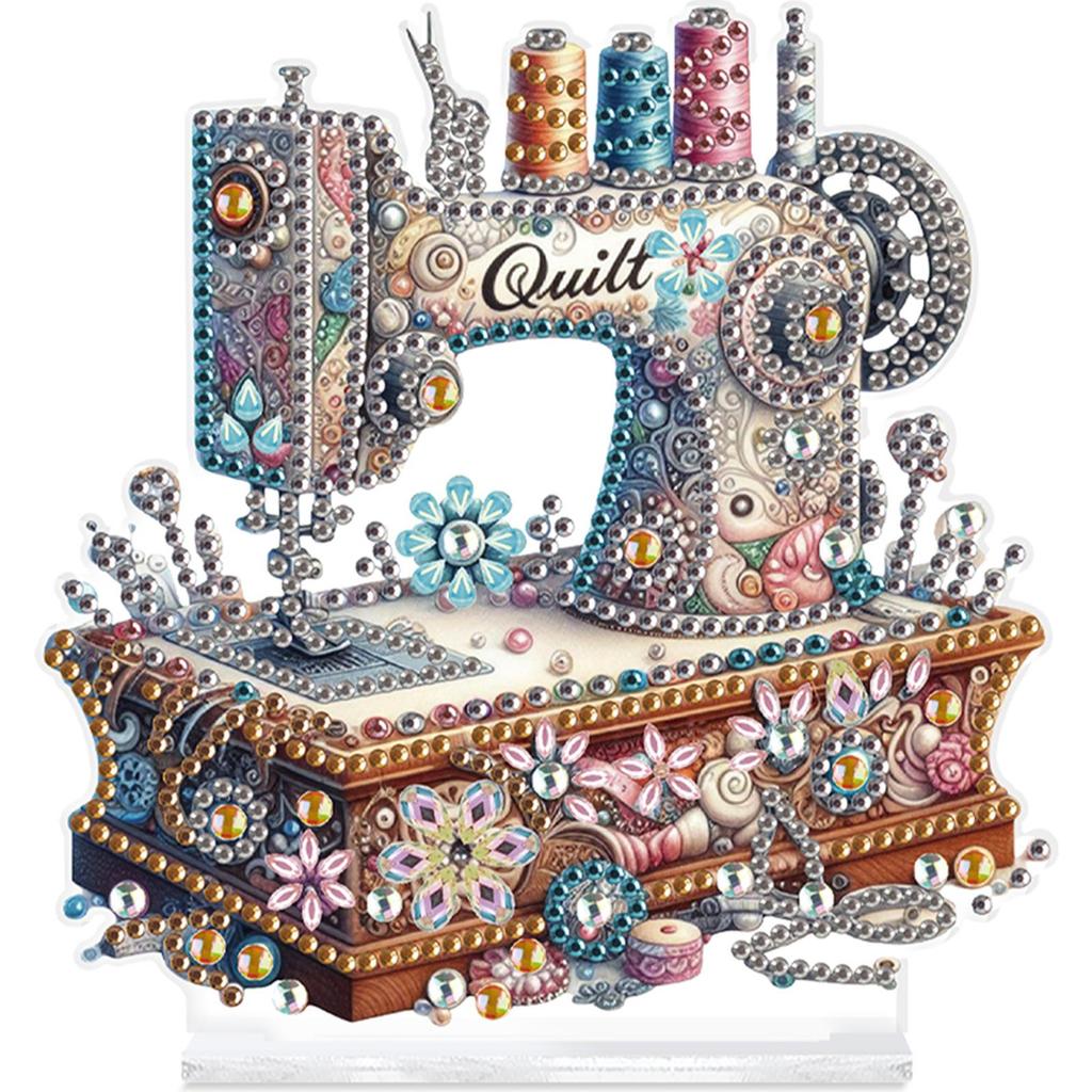 2D/Flat Stitch Machine DIY Table Top Diamond Painting Ornament Kits 5D DIY Diamond Art Tabletop Decorations for Adults Beginner