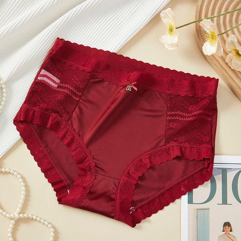 Plus Size Women's Summer Hollow Lace Traceless Comfortable Skin Friendly Hip Lift Breathable High Waist Panties