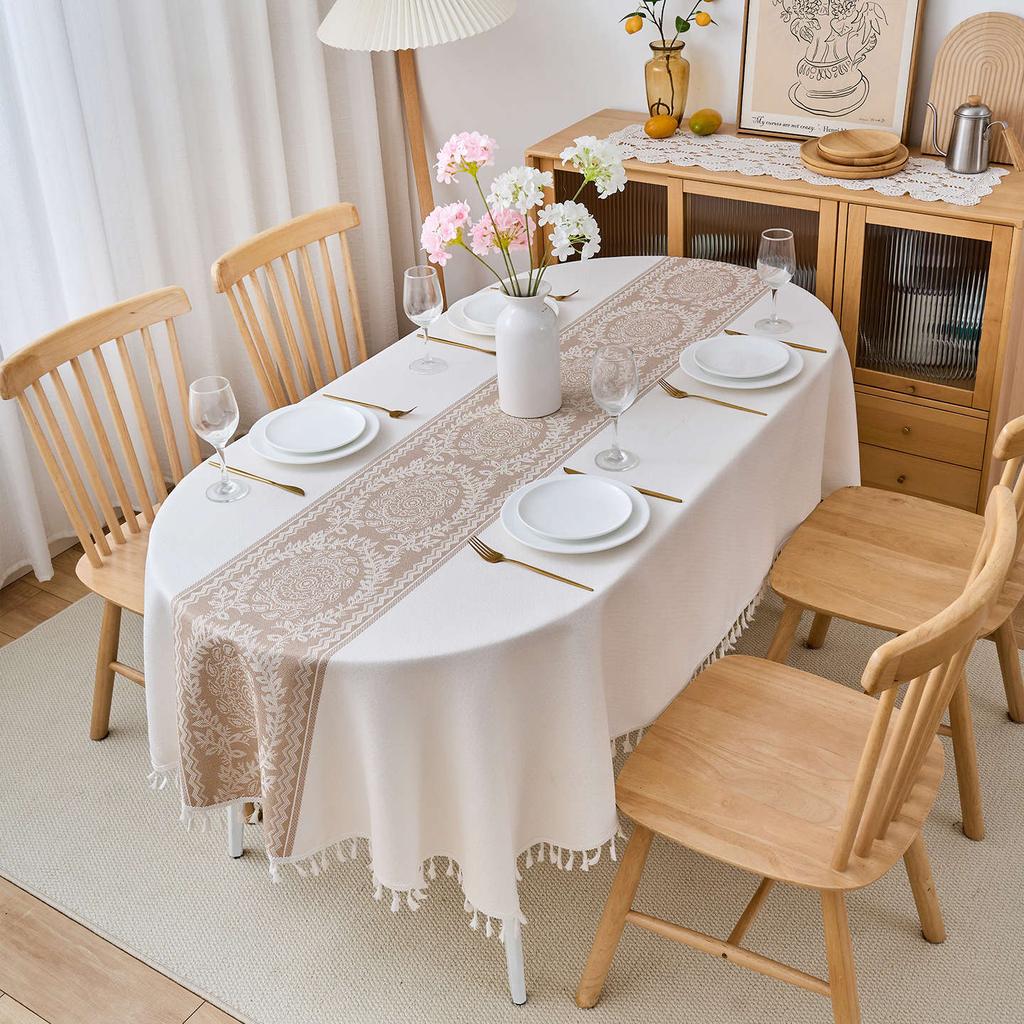 Oval Tablecloth Waterproof Fabric Dining Table Cloth Cover Cloth Light Luxury High-End Coffee Table Cloth Cover Towel West Dining Table Tablecloth