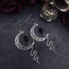 Trendige Gothic Rubin Mond Schlangen Anhänger Ohrringe - Vintage Nischen Design