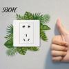 Switch Decal Removable Plants Flower Sticker, Decorative Green Leaf Floral Bunny Light Paint Safe Sticker Socket Decal, DIY Art Murals for Kids Girls