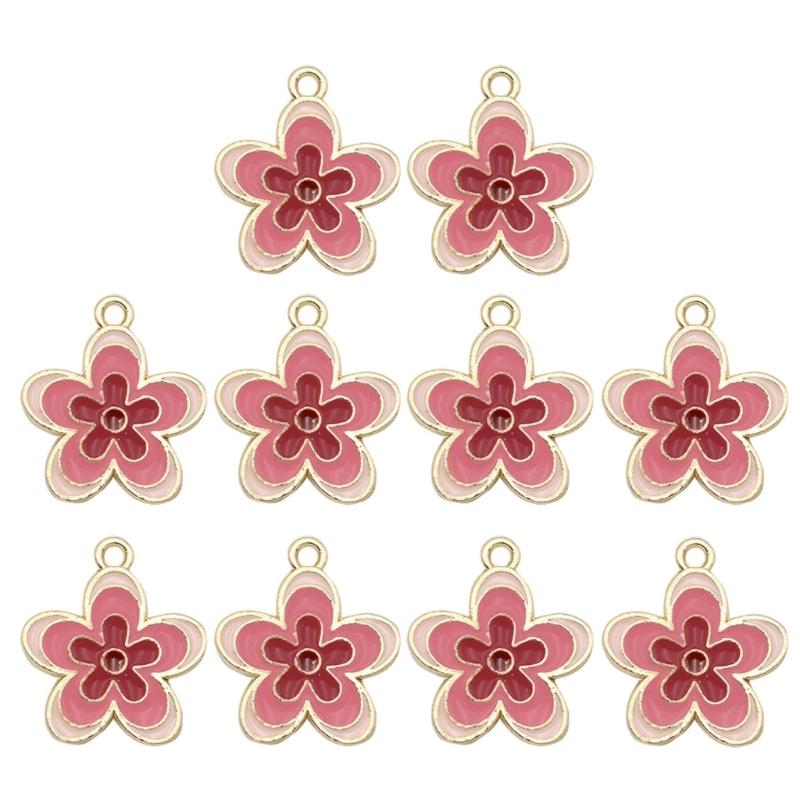 10 Pcs Colorful Flower Pendants Five Petal Flower Charm Jewelry DIY Accessories for DIY Necklace Bracelet Jewelry