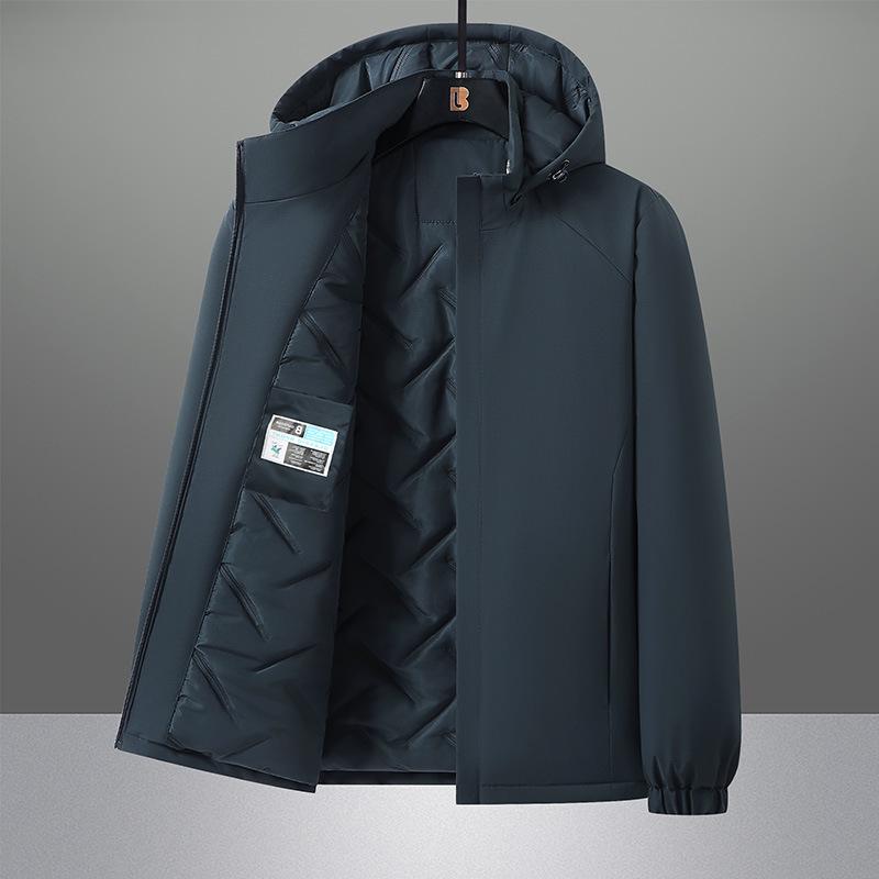 

Куртка со съемным капюшоном для мужчин, простая и спортивная, универсальная, толстое пальто для мужчин, ветровка для пар, осенне-зимняя хлопковая куртка XL темно-зеленого