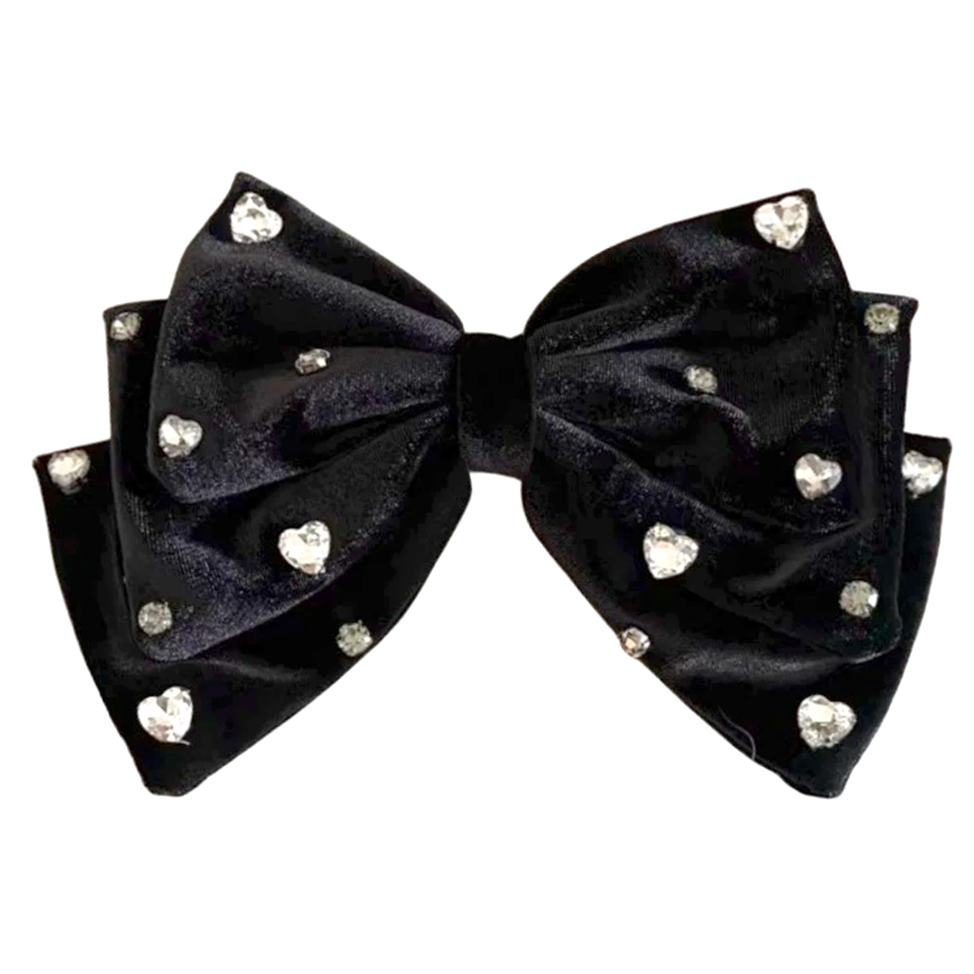 

Sparkling Heart Jeweled Velvet Ribbon Barrette, Black, Hair Accessory, Gift for Girls, Adults, and Women [Used]
