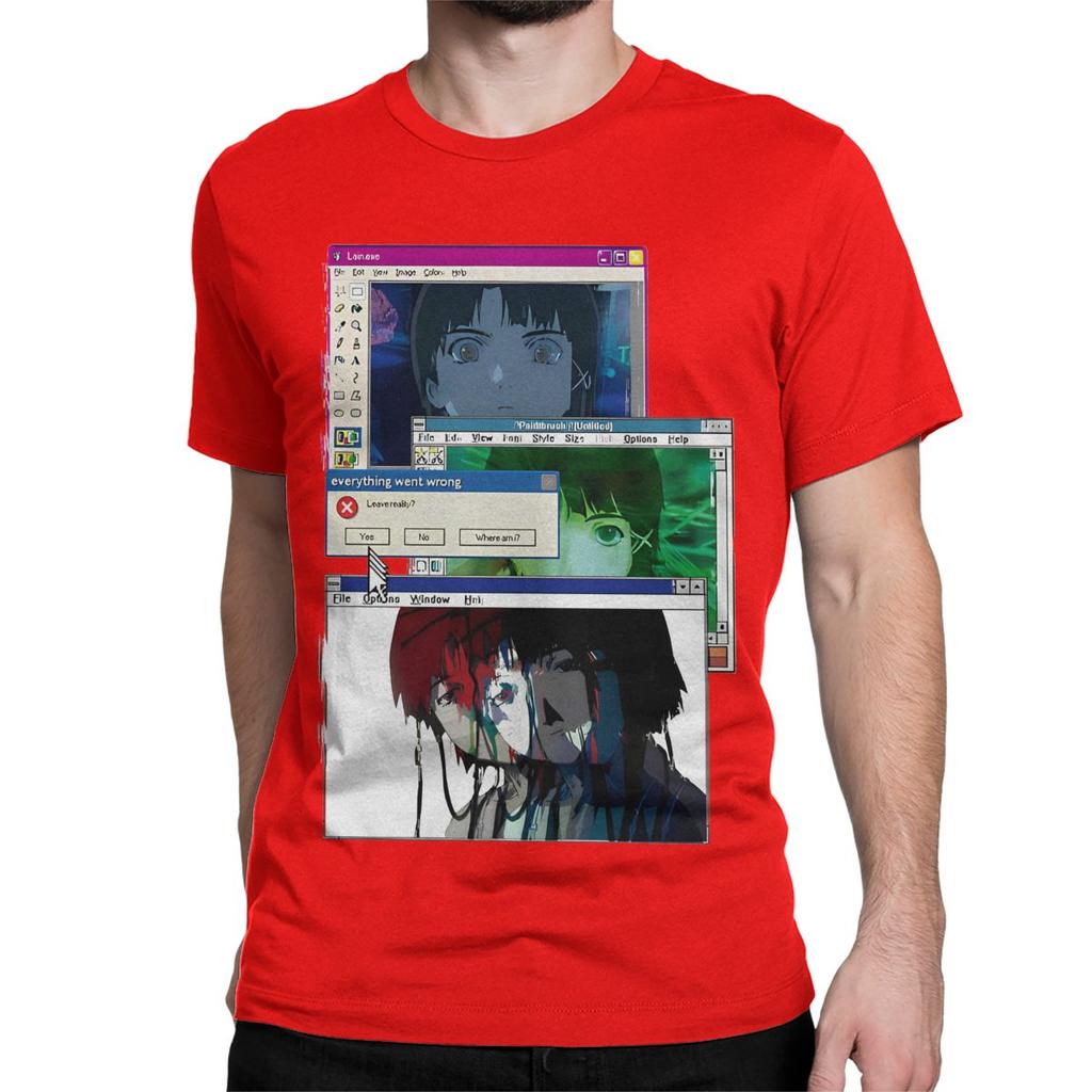 Men Women's Serial Experiments Lain Edit Vintage Pure Cotton Tee Shirt Anime Lwakura Sci Fi Manga T Shirt Clothing Unique