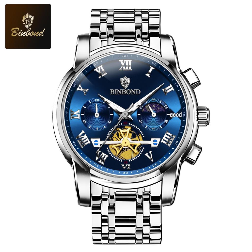 Binbang Luminous Skeleton Waterproof Quartz Men's Watch