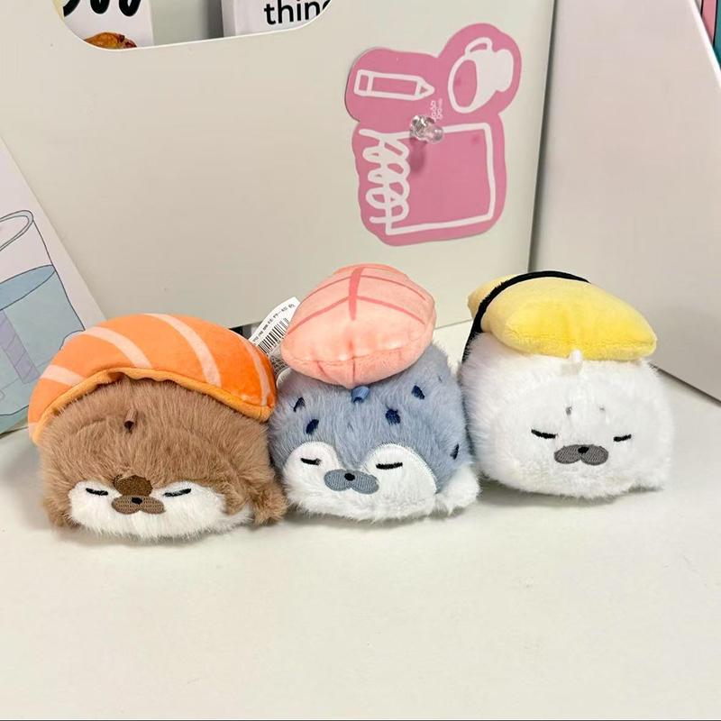 Cute Seals Sea Otter Baby Keychain Plush Seal Figurine Hanging Pendant Keyrings Student Schoolbag Key Chain Pendant Gifts