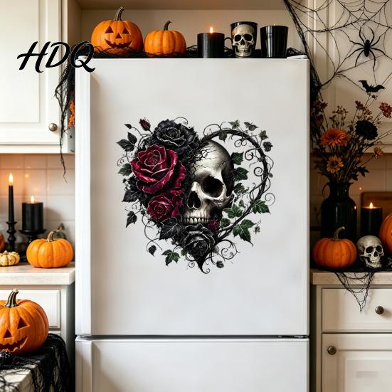 Reusable Festival Decor Halloween Static Window Clings Skeleton Witch Pumpkin Bat Silhouette Glass Stickers Outdoor Murals Removable Decals