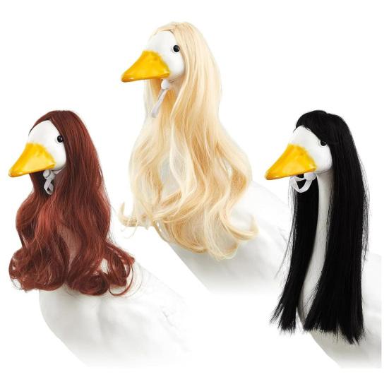 3/4Pcs Porch Goose Wig with Elastic Drawstring Lawn Goose Outfit DIY Outdoor Garden Patio Yard Goose Statue Hairpiece Decoration Accessories