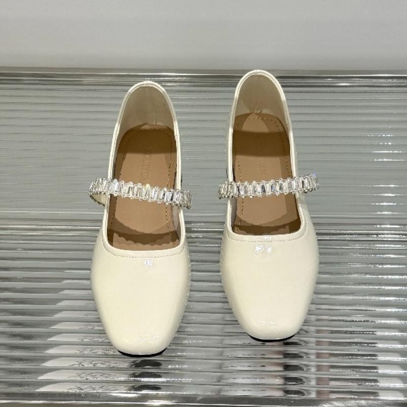 Fashion Pu Leather Concise Low Heel Pumps Women Shiny Crystal Soft Sole Non Slip Loafers Summer Light Square Toe Platform Office Shoes